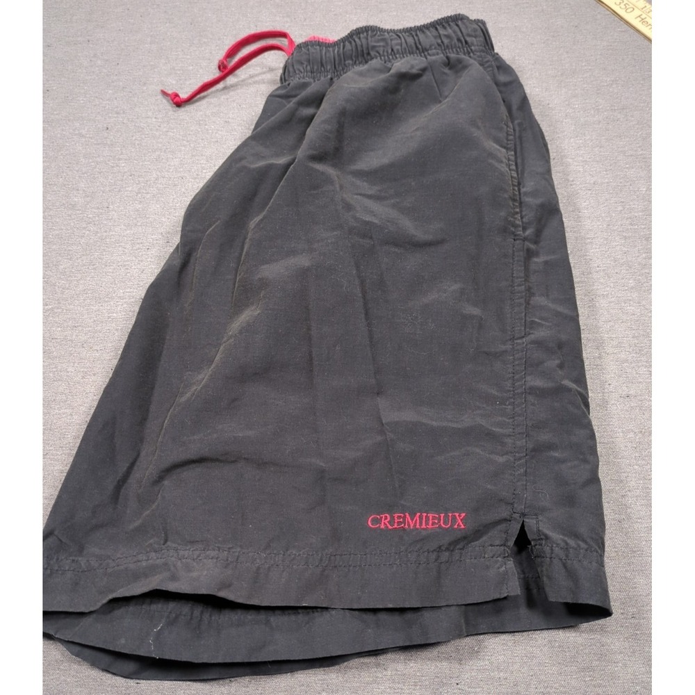 Cremieux Swim Trunks Board Shorts Black Red Trim Men Size M Drawstring 4 Pockets